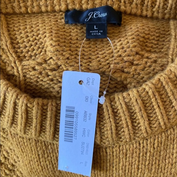 New J.Crew Women's Cable-knit Balloon Sleeve Warm L Golden #AB832 Retail $118. - Picture 5 of 5